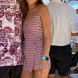 Maroon Gingham romper from Revolve!!